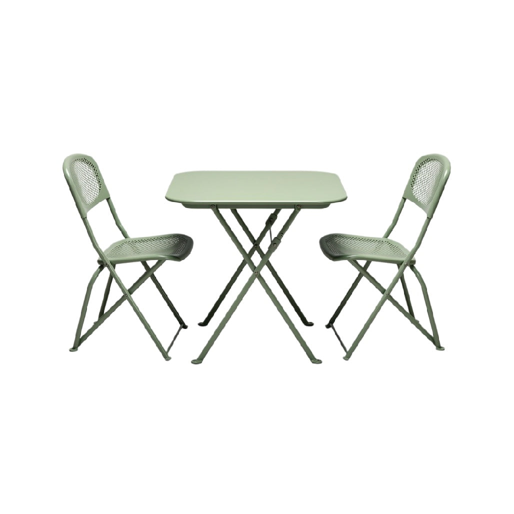 "Compact Green Folding Table and Chairs Set"