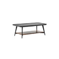Modern Black Coffee Table with Wooden Shelf