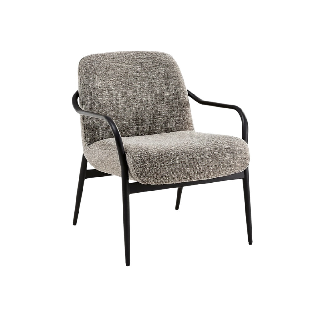 "Modern Upholstered Armchair with Black Frame"