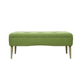 "Stylish Green Upholstered Bench with Gold Legs"