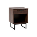 Modern Walnut Nightstand with Drawer and Open Shelf