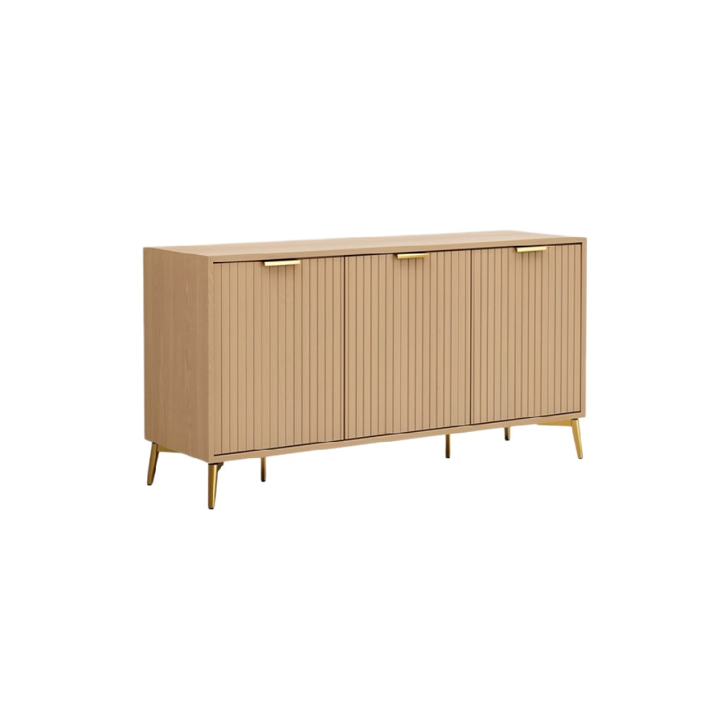 "Modern Beige Wooden Sideboard with Gold Legs"